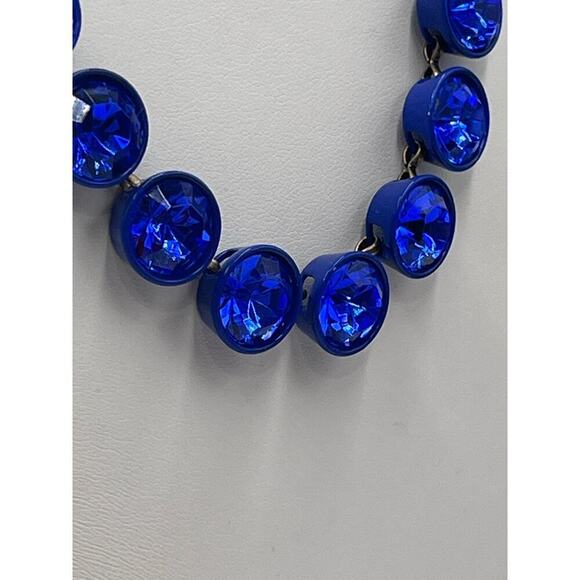 J. Crew Bright Blue Brûlée Faceted Bezel Set Collar Rhinestone Necklace - Picture 7 of 16